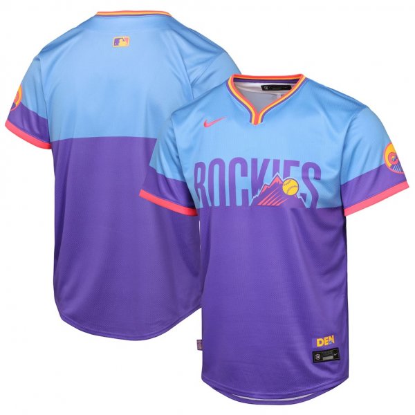 Youth Colorado Rockies Nike 2025 City Connect Limited Purple/Light Blue Jersey