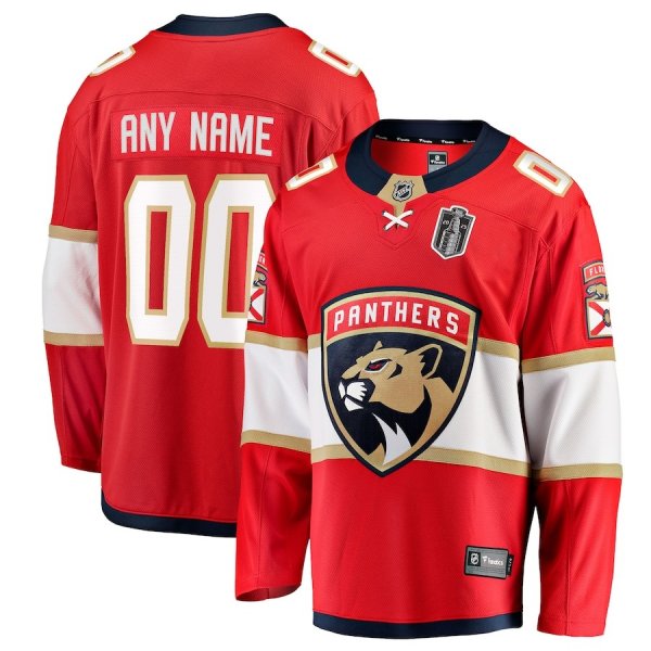 Men's Florida Panthers Fanatics 2025 Stanley Cup Final Home Breakaway Custom Red Jersey