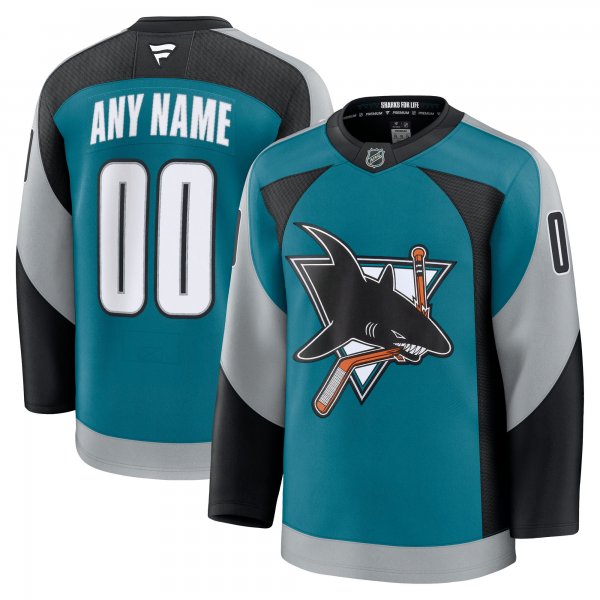 Men's San Jose Sharks Teal Alternate Custom Premium Jersey