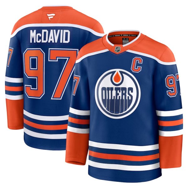 Men's #97 Connor McDavid Edmonton Oilers Fanatics Home Premium Royal Jersey