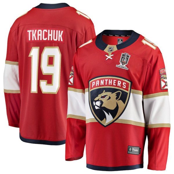 Men's #19 Matthew Tkachuk Florida Panthers 2025 Stanley Cup Champions Breakaway Red Jersey