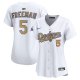 Women's #5 Freddie Freeman Los Angeles Dodgers Nike 2025 Gold Collection Limited White Jersey