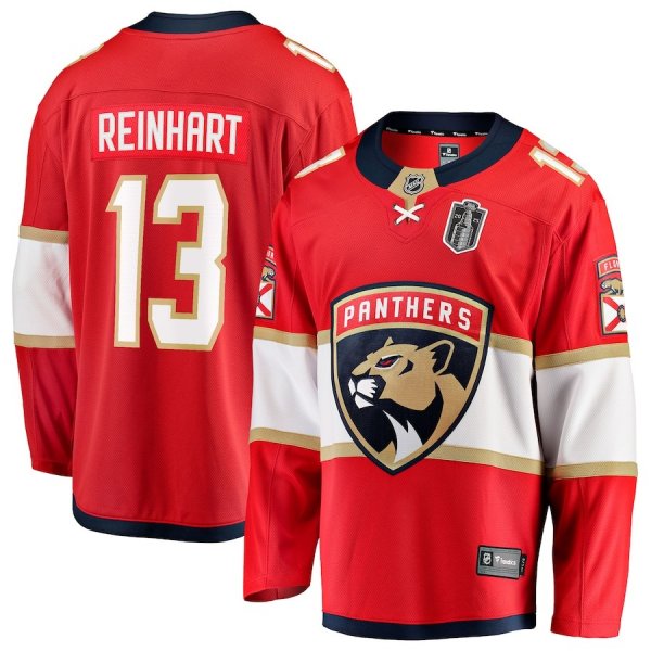 Men's #13 Sam Reinhart Florida Panthers Fanatics 2025 Stanley Cup Final Home Breakaway Player Red Jersey