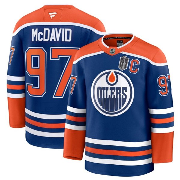Men's #97 Connor McDavid Edmonton Oilers Fanatics 2025 Stanley Cup Final Home Premium Royal Jersey