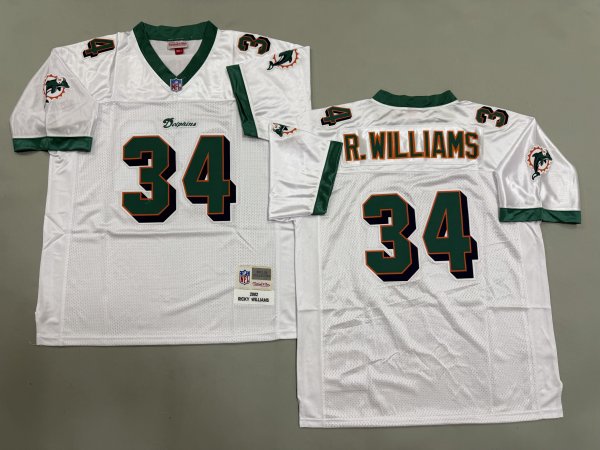 Men's #34 Ricky Williams White Miami Dolphins Jersey