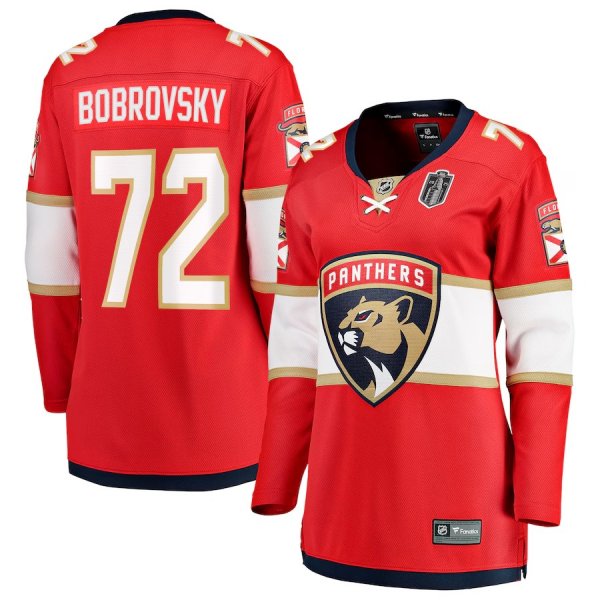Women's #72 Sergei Bobrovsky Florida Panthers Fanatics 2025 Stanley Cup Final Home Breakaway Player Red Jersey