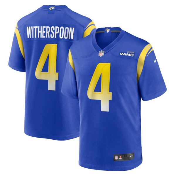 Men's Nike #4 Ahkello Witherspoon Royal Los Angeles Rams Team Game Jersey