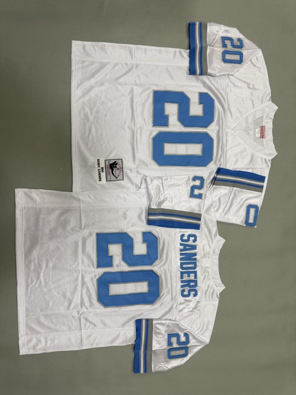 Men's Detroit Lions #20 Barry Sanders White Mitchell & Ness Jersey