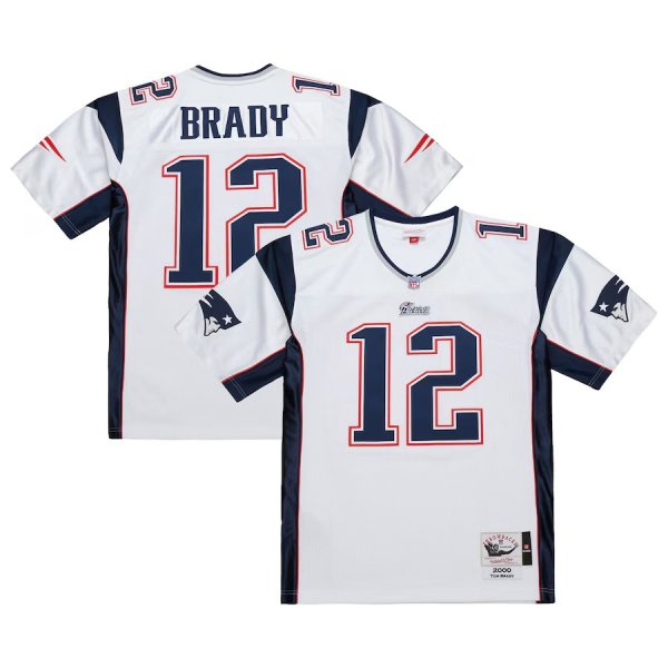 Men's New England Patriots #12 Tom Brady Mitchell & Ness White 2000 Legacy Authentic Jersey