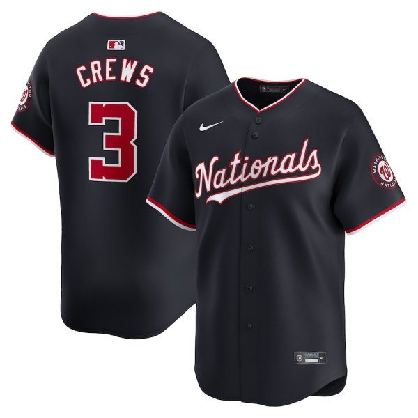Men's Washington Nationals Dylan Crews #3 Nike Navy Alternate Limited Player Jersey