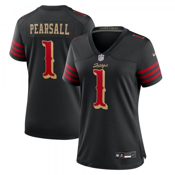 Women's #1 Ricky Pearsall San Francisco 49ers Nike 2025 Rivalries Collection Game Black Jersey