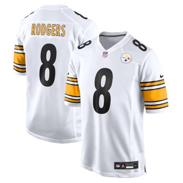 Youth Pittsburgh Steelers #8 Aaron Rodgers Nike White Game Jersey