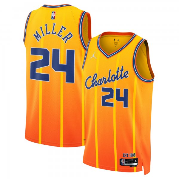 Men's Unisex Charlotte Hornets #24 Brandon Miller Jordan Brand Orange 2025/26 Swingman City Edition Jersey