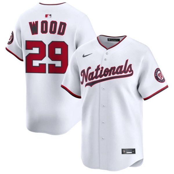 Men's Washington Nationals James Wood #29 Nike White MLB Jersey